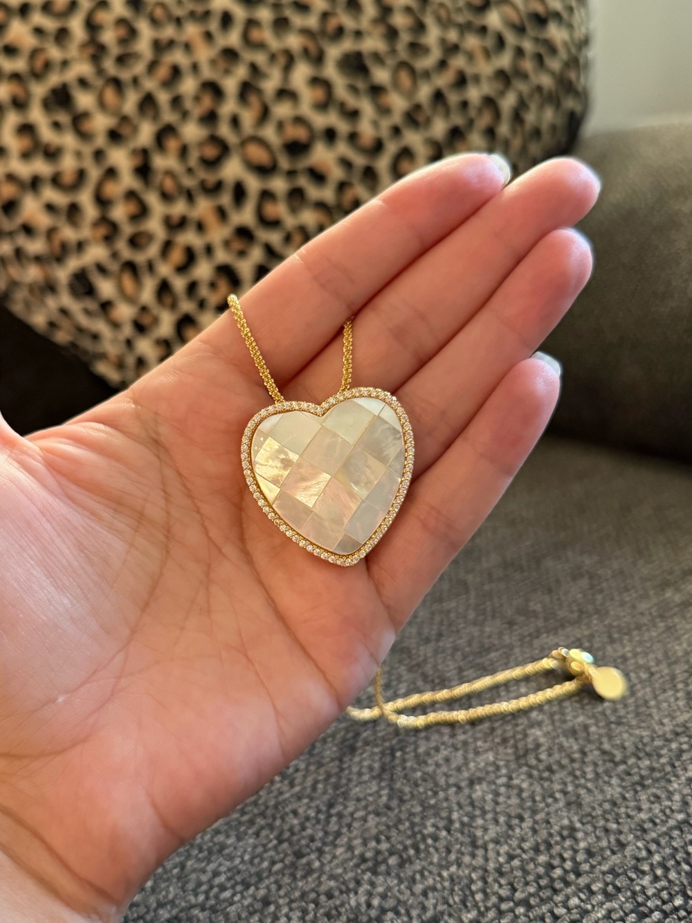 Alexa Rae Gold toned chain necklace with heart shell inlay pendant